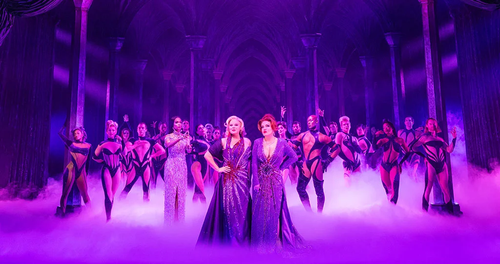 Megan Hilty, Jennifer Simard, Michelle Williams, Taurean Everett and Cast in the Original Broadway Cast of DEATH BECOMES HER. - Photo by Matthew Murphy and Evan Zimmerman, MurphyMade