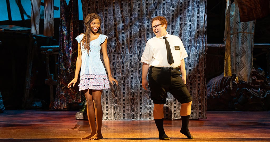 (L-R) Charity Arianna and Jacob Aune in THE BOOK OF MORMON North American tour Photo by Julieta Cervantes