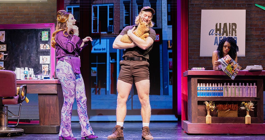 Ashley Morton as Paulette and Matthew Dean Hollis as Kyle in Legally Blonde – The Musical. Photo by Drager Creative.